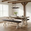 Belmont Cross Leg Dining Bench with charcoal cushion from Roseland Furniture