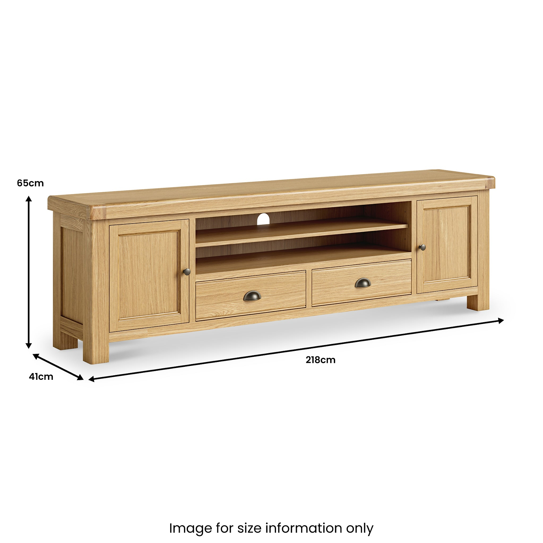 Portland Oak Wide TV Unit from Roseland Furniture