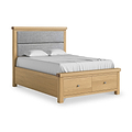Portland Oak Bedframe With Drawers Double Grey from Roseland Furniture