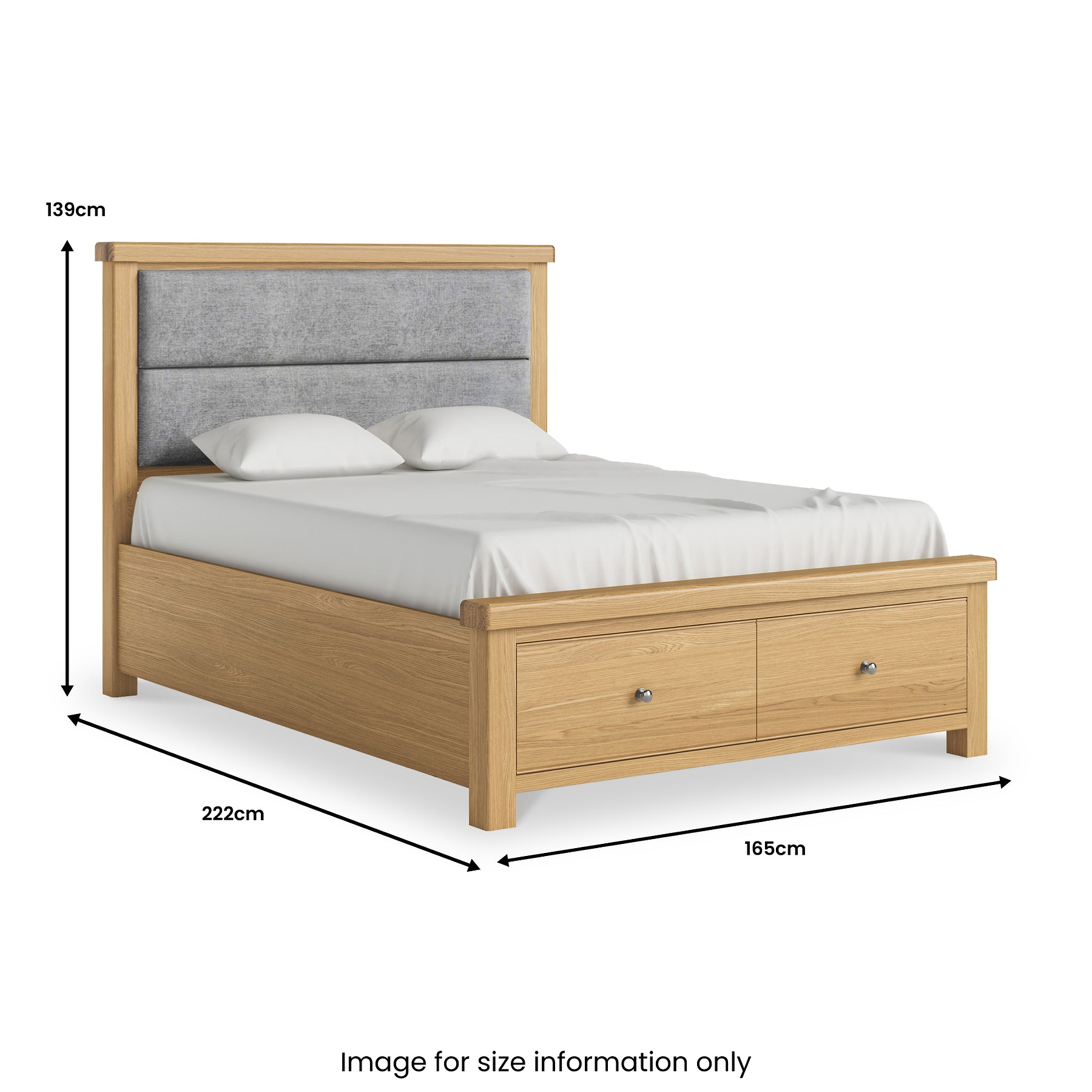 Portland Oak Bedframe With Drawers King Grey from Roseland Furniture