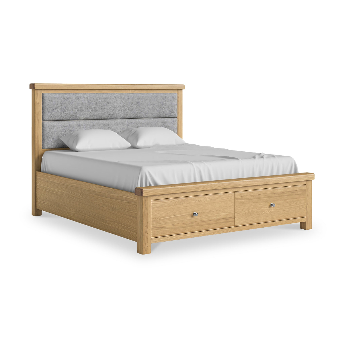Portland Oak Bedframe With Drawers Superking Grey from Roseland Furniture