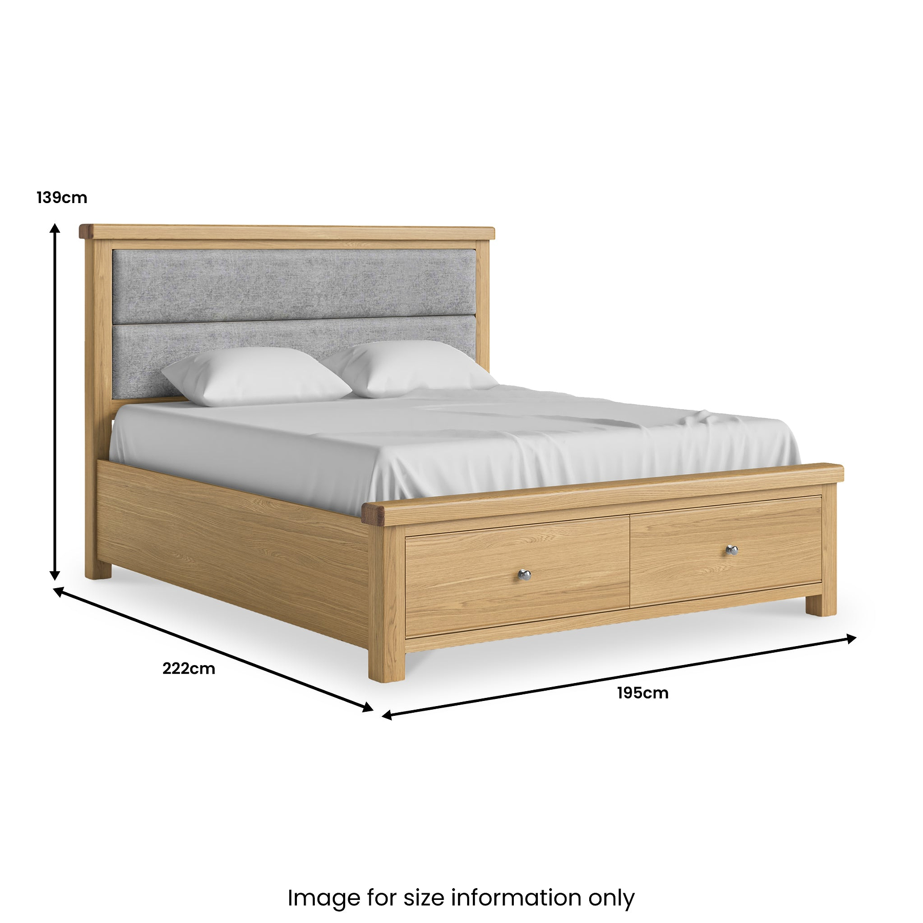 Portland Oak Bedframe With Drawers Superking Grey from Roseland Furniture