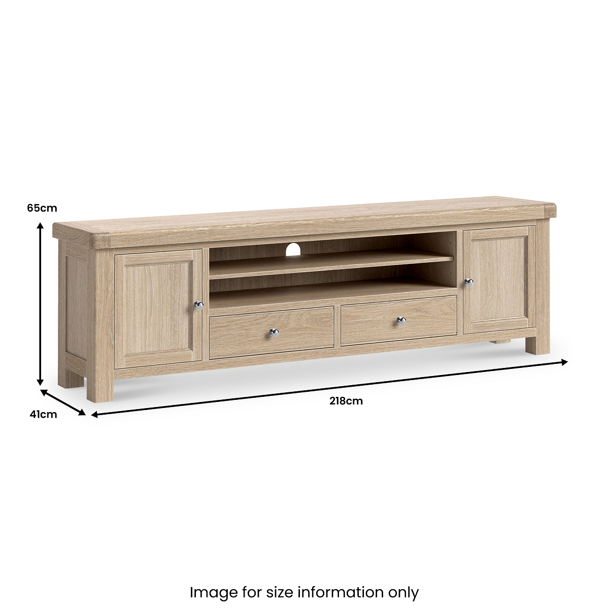 Portland Washed Oak 218cm Wide TV Unit