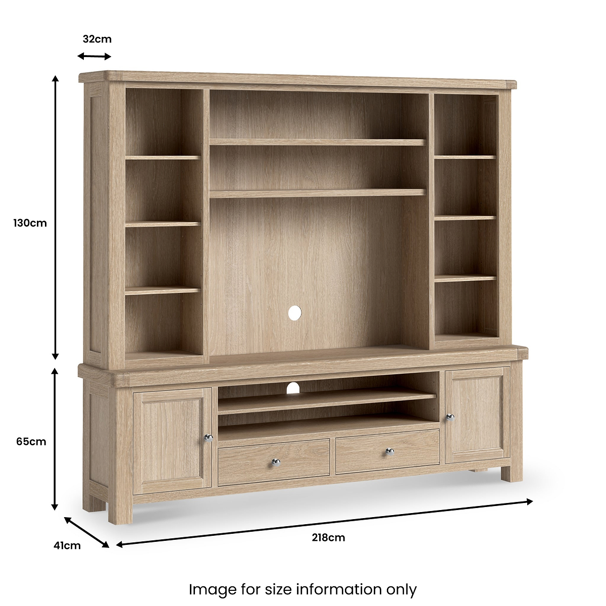 Portland Washed Oak TV Media Storage Unit from Roseland Furniture