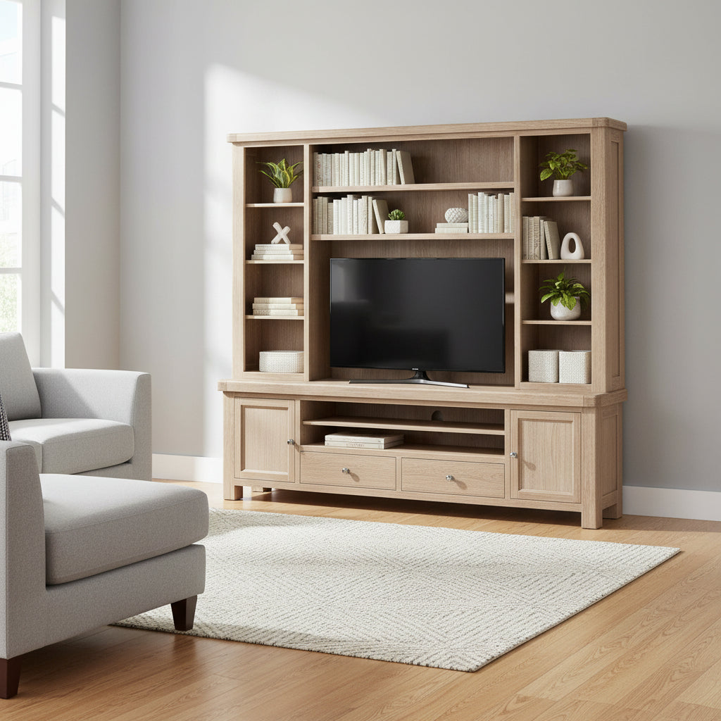 Portland Washed Oak TV Media Storage Unit from Roseland Furniture