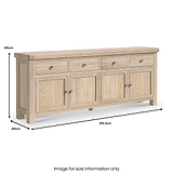 Portland Washed Oak Extra Large Sideboard from Roseland Furniture