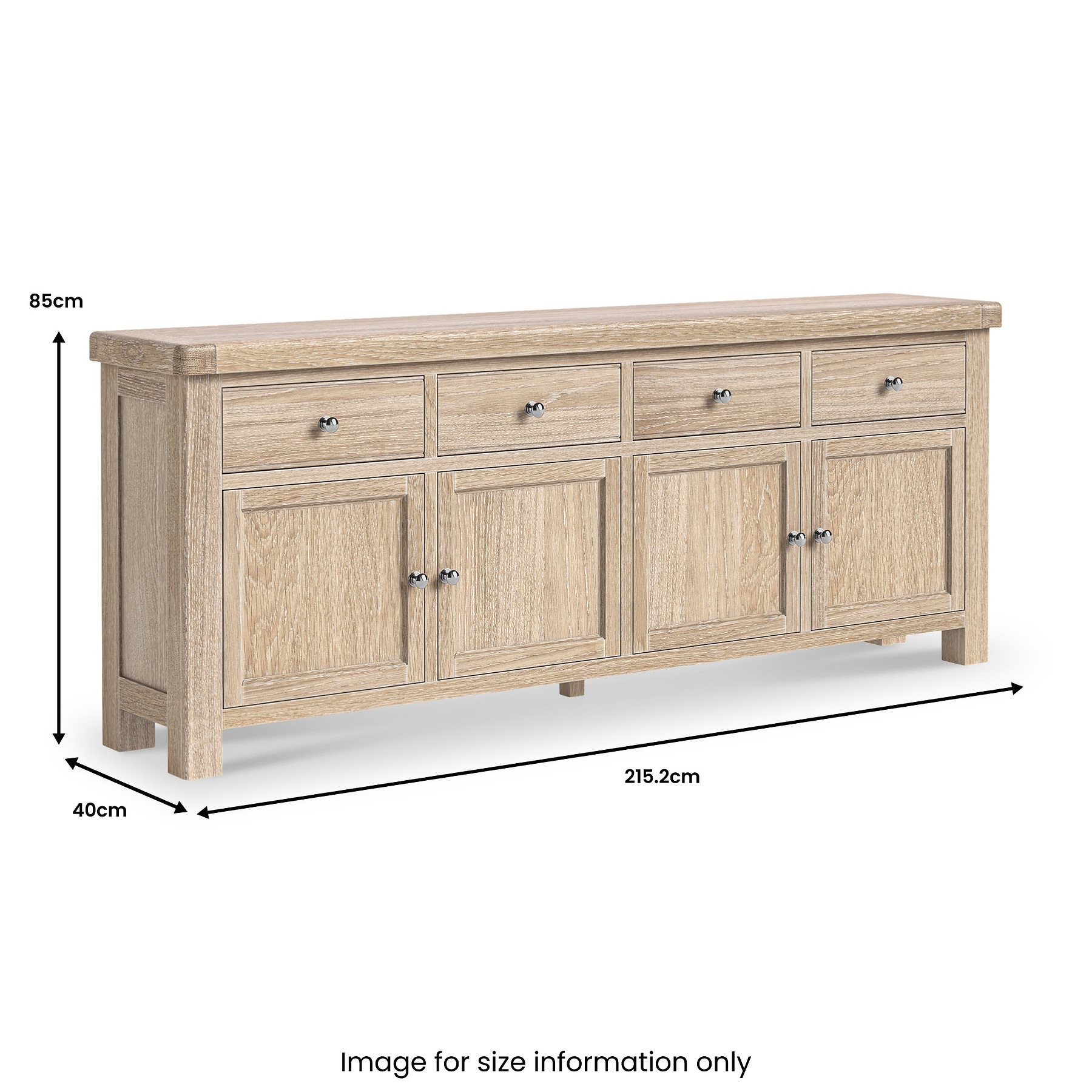 Portland Washed Oak Extra Large Sideboard from Roseland Furniture