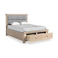 Portland Washed Oak Bedframe With Drawers King Grey from Roseland Furniture