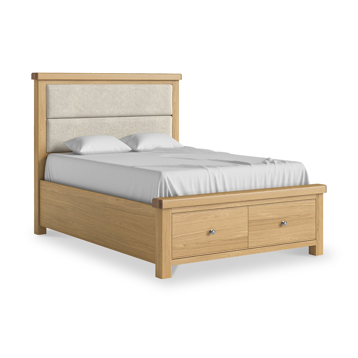 Portland Oak Bedframe With Drawers Double Cream from Roseland Furniture