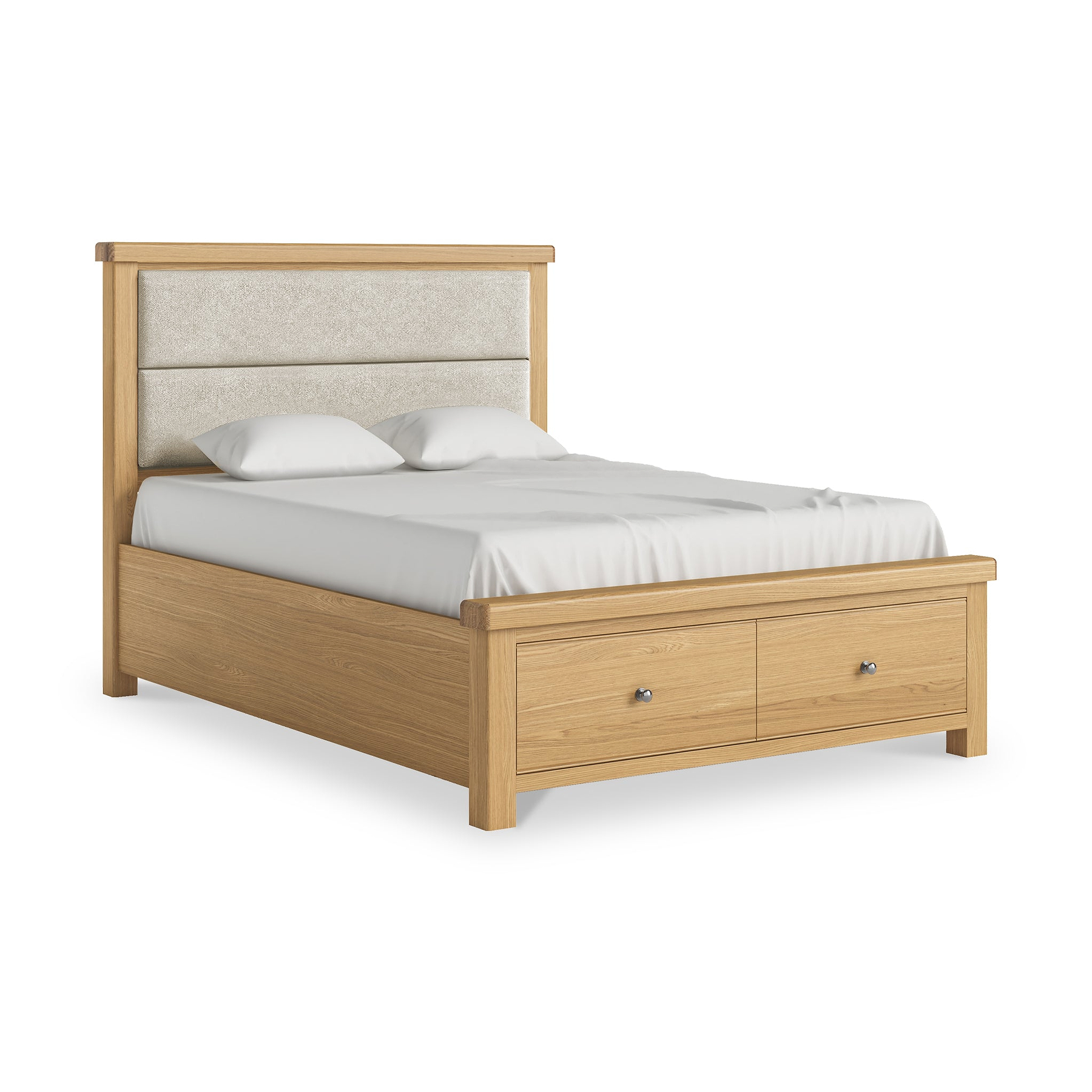 Portland Oak Bedframe With Drawers King Cream from Roseland Furniture