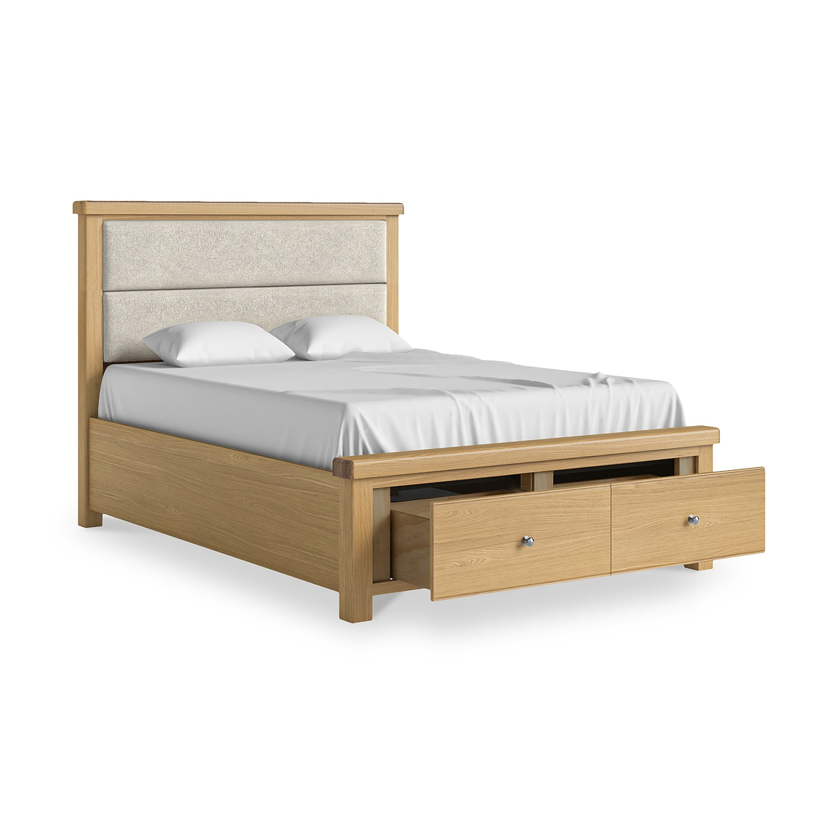 Portland Oak Bedframe With Drawers King Cream from Roseland Furniture