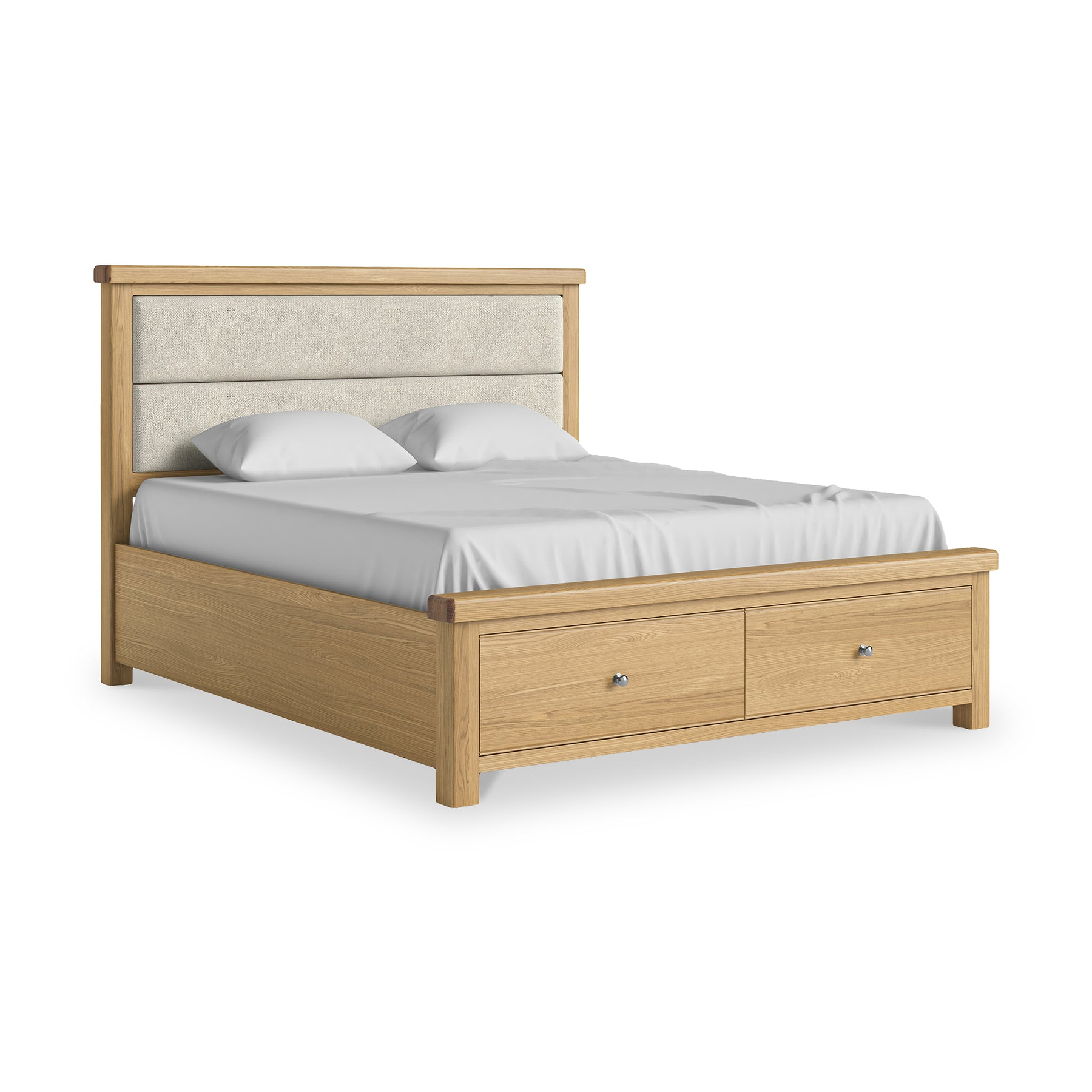 Portland Oak Bedframe With Drawers Superking Cream from Roseland Furniture