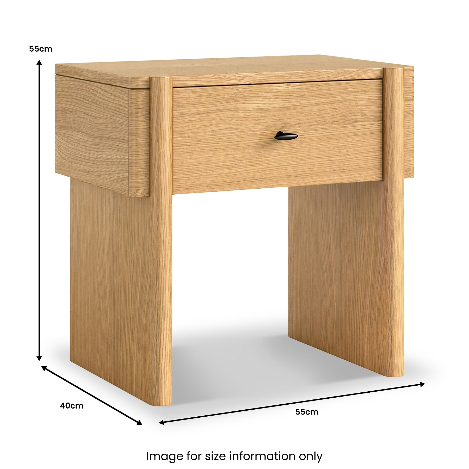 Arden Oak Bedside Table dimensions