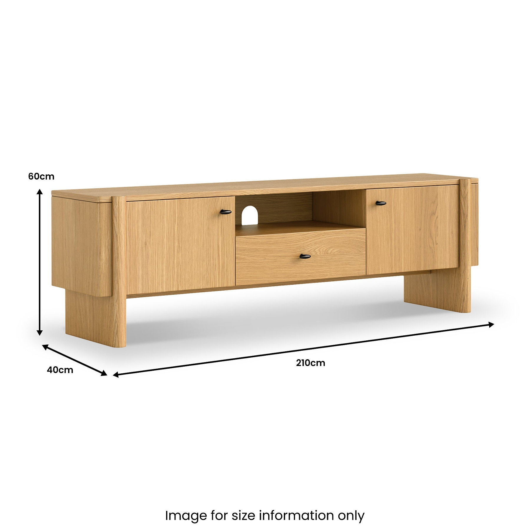 Arden Oak 210cm Wide TV Unit from Roseland Furniture