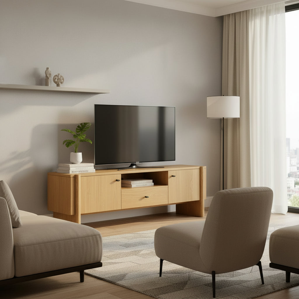 Arden Oak 210cm Wide TV Unit from Roseland Furniture