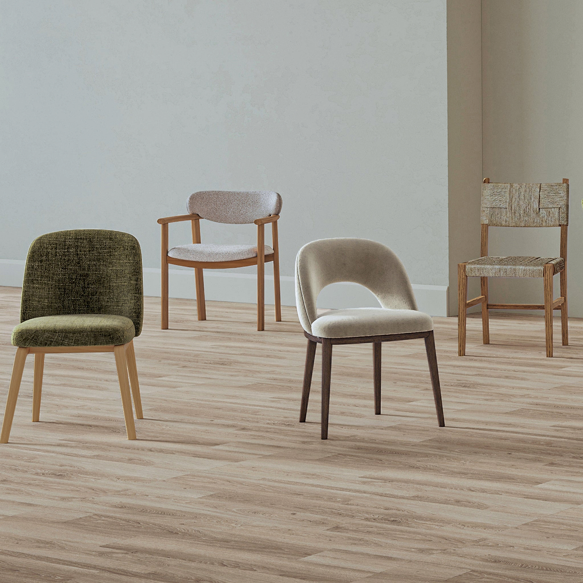 Camber Dining Chair Light Grey Dark Leg from Roseland Furniture