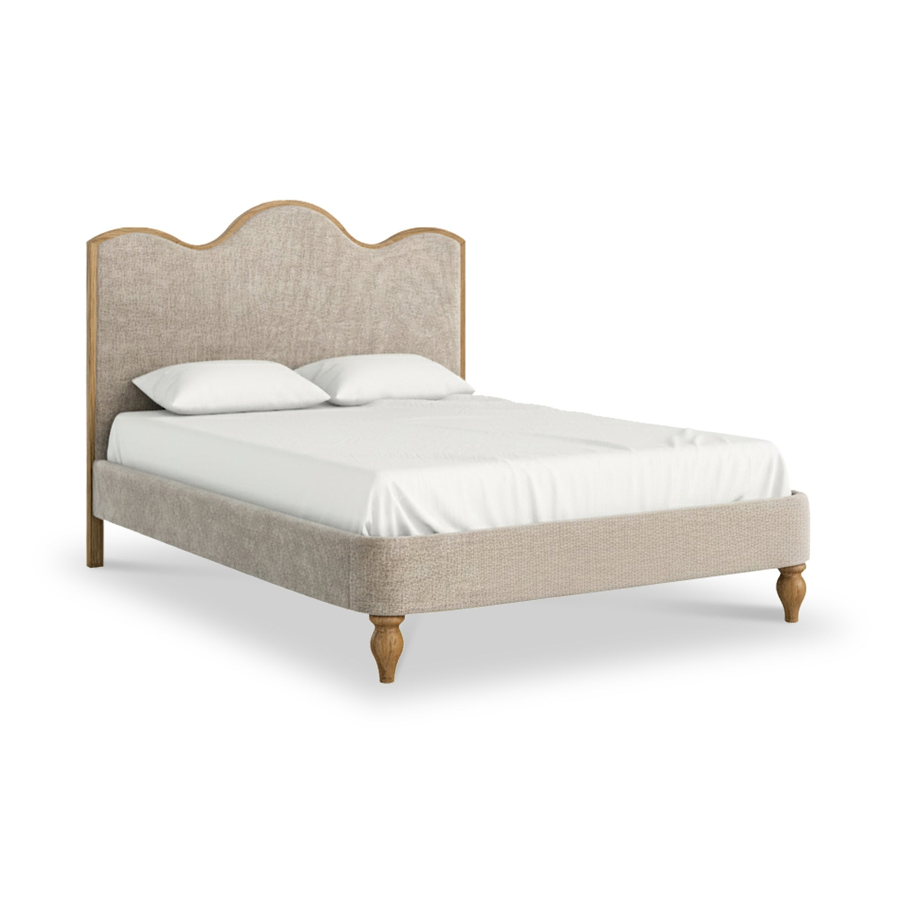 Alderley Oak Upholstered Bed Frame Oatmeal King from Roseland Furniture