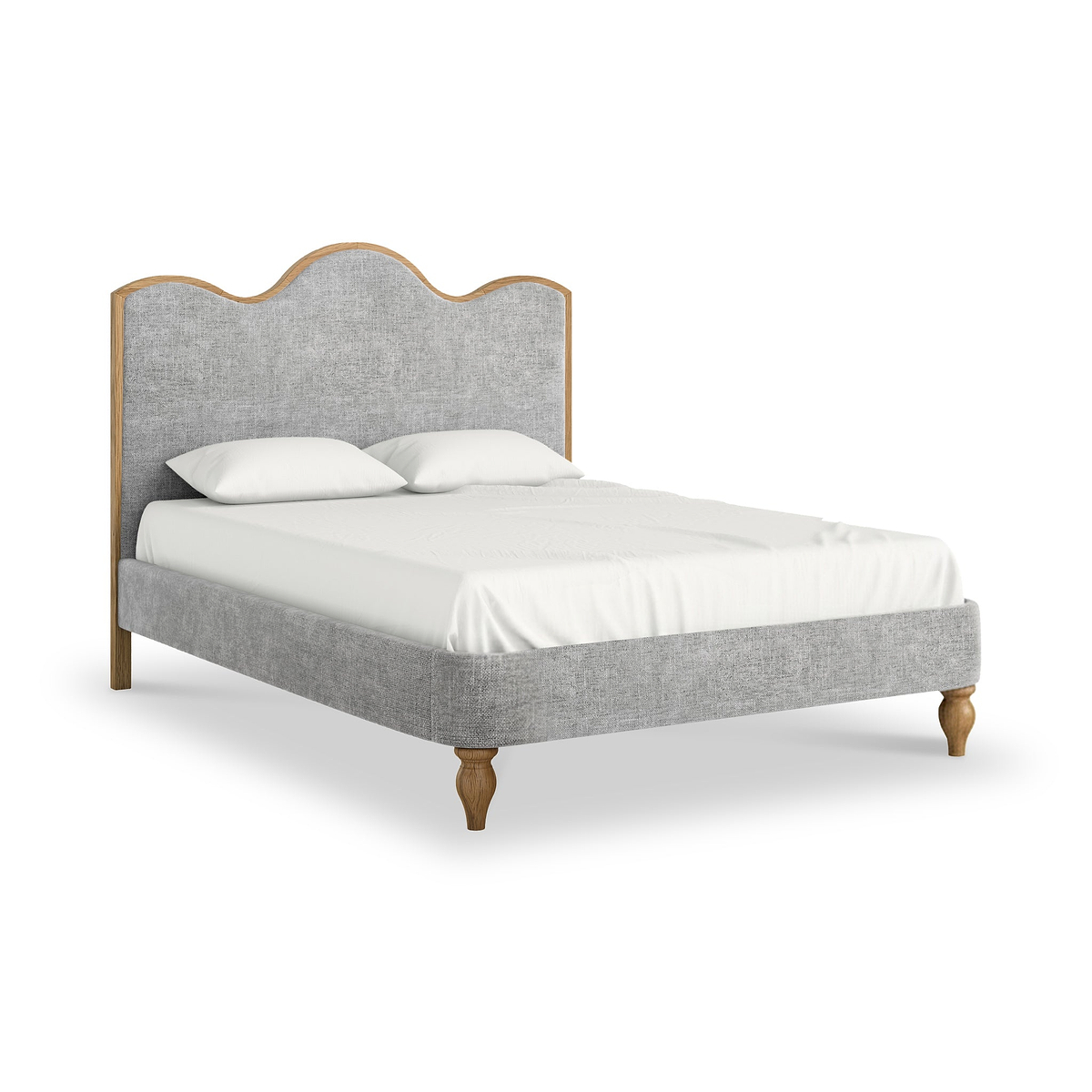 Alderley Oak Upholstered Bed Frame Grey King from Roseland Furniture