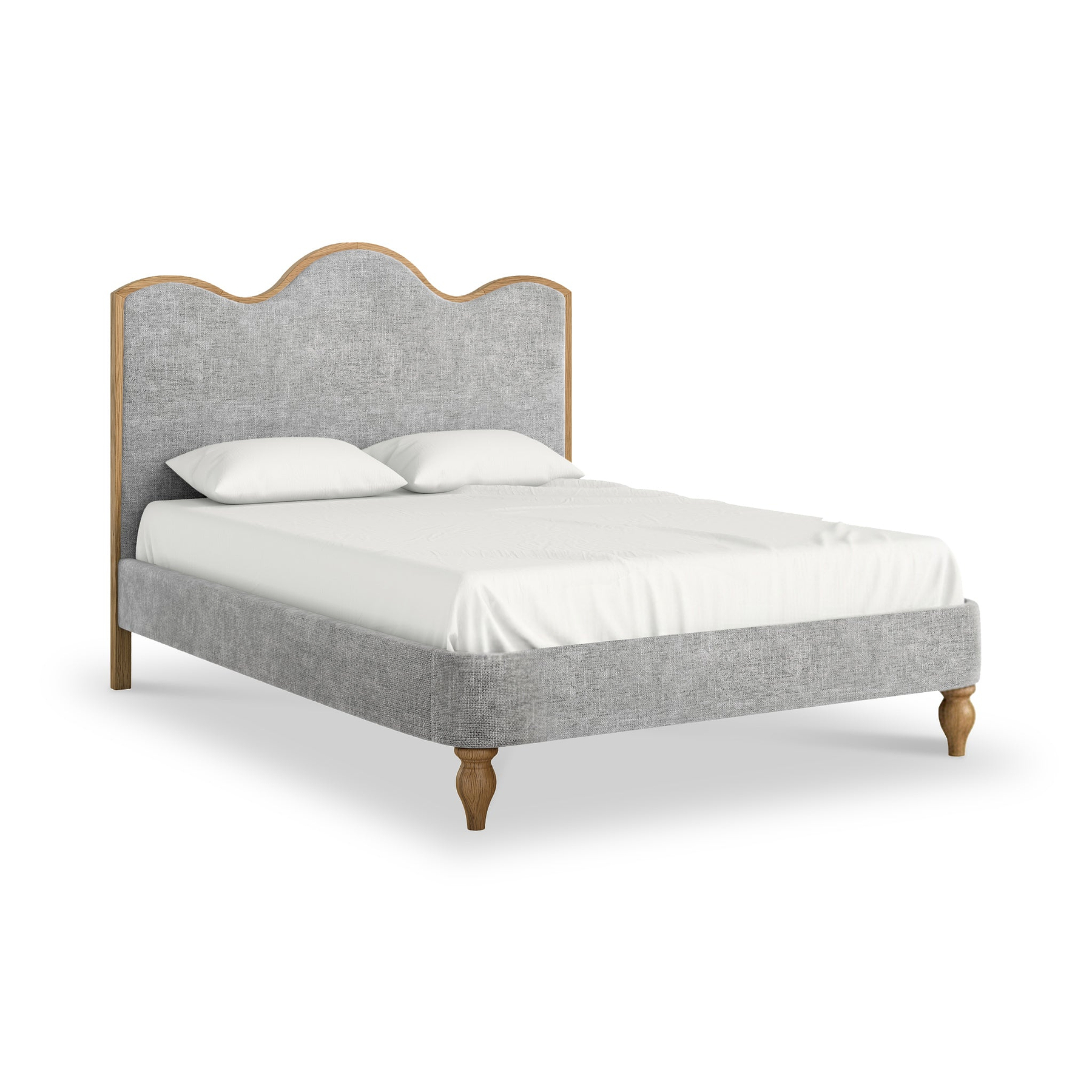 Alderley Oak Upholstered Bed Frame Grey King from Roseland Furniture