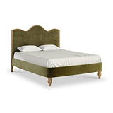 Alderley Oak Upholstered Bed Frame Olive King from Roseland Furniture
