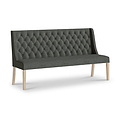 Portland Washed Oak Button Back Dining Sofa Charcoal from Roseland Furniture
