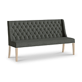 Portland Washed Oak Button Back Dining Sofa Charcoal from Roseland Furniture