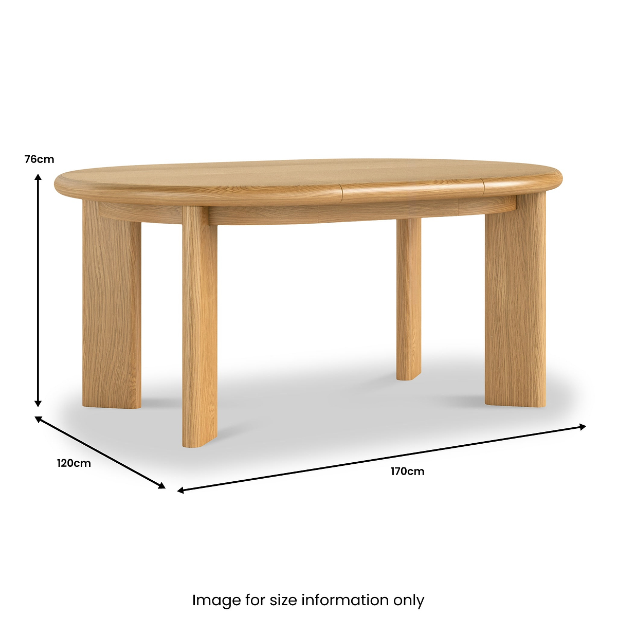 Arden Oak 120 170cm Oval Ext Dining Table from Roseland Furniture
