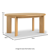 Arden Oak 120 170cm Oval Ext Dining Table from Roseland Furniture