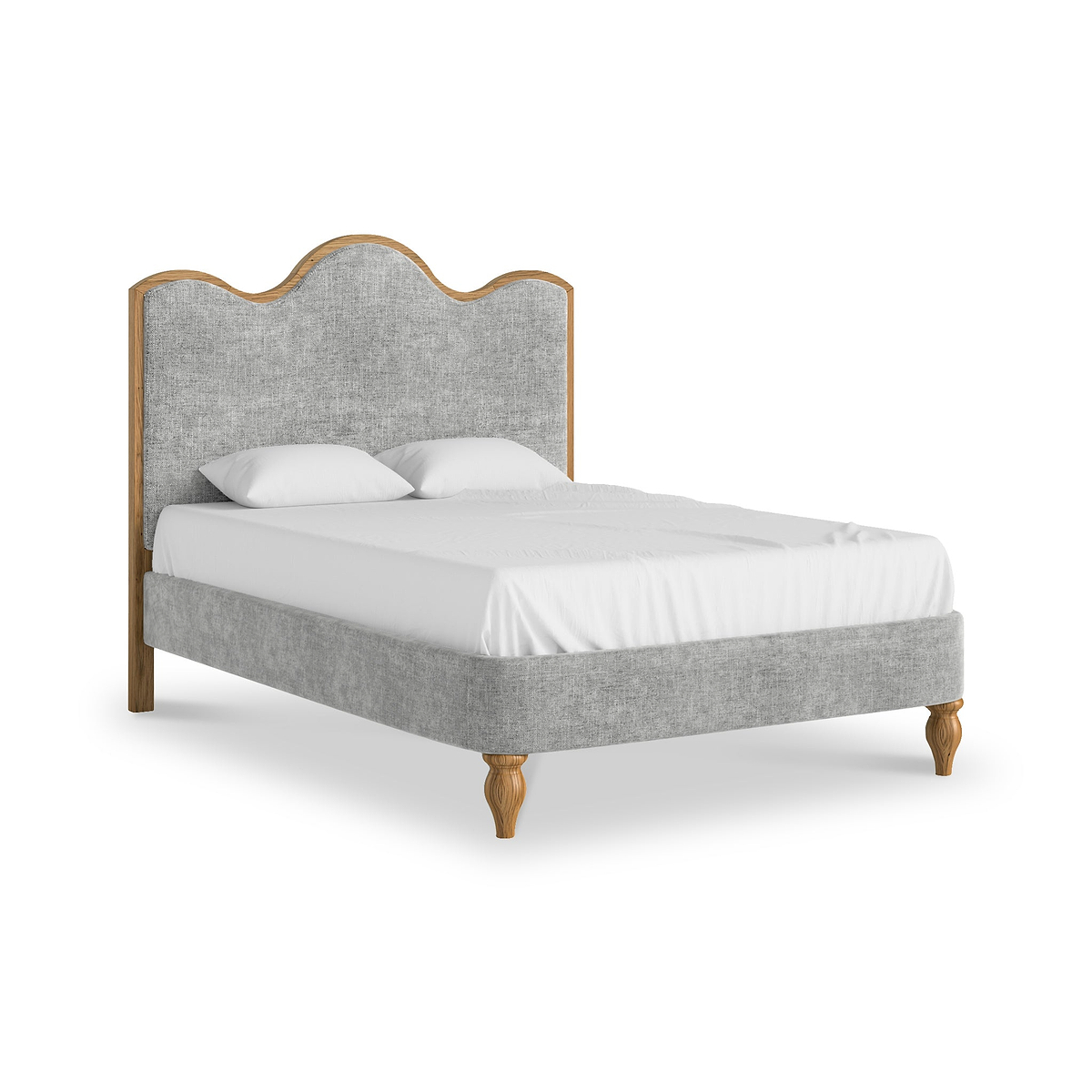 Alderley Oak Upholstered Bed Frame Grey Double from Roseland Furniture