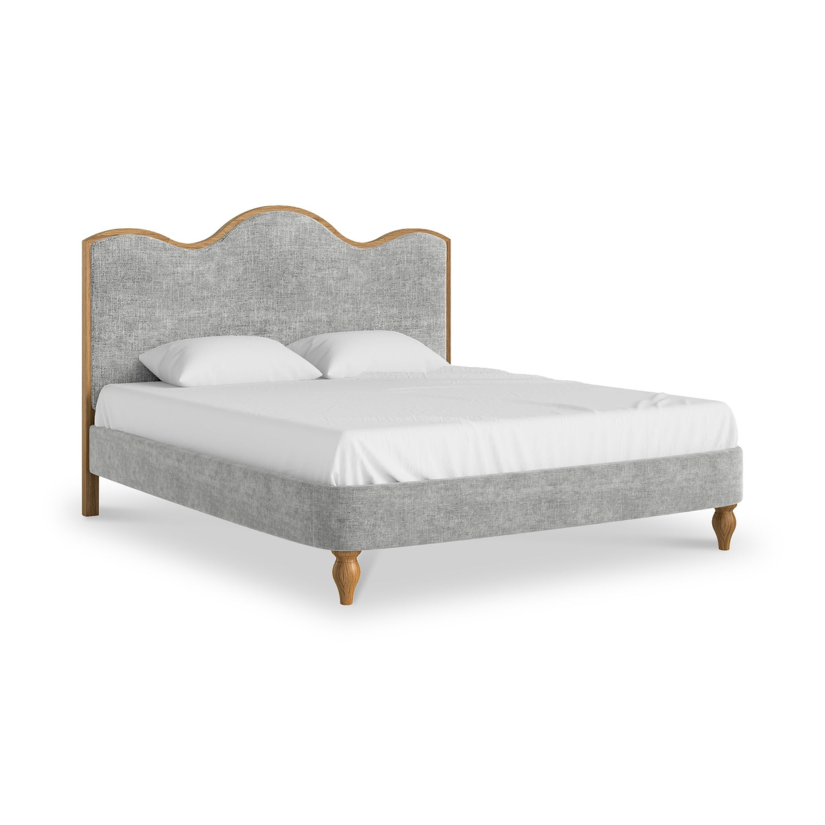 Alderley Oak Upholstered Bed Frame Grey Superking from Roseland Furniture