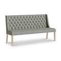 Portland Washed Oak Button Back Dining Sofa Grey from Roseland Furniture