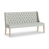 Portland Washed Oak Button Back Dining Sofa Beige from Roseland Furniture