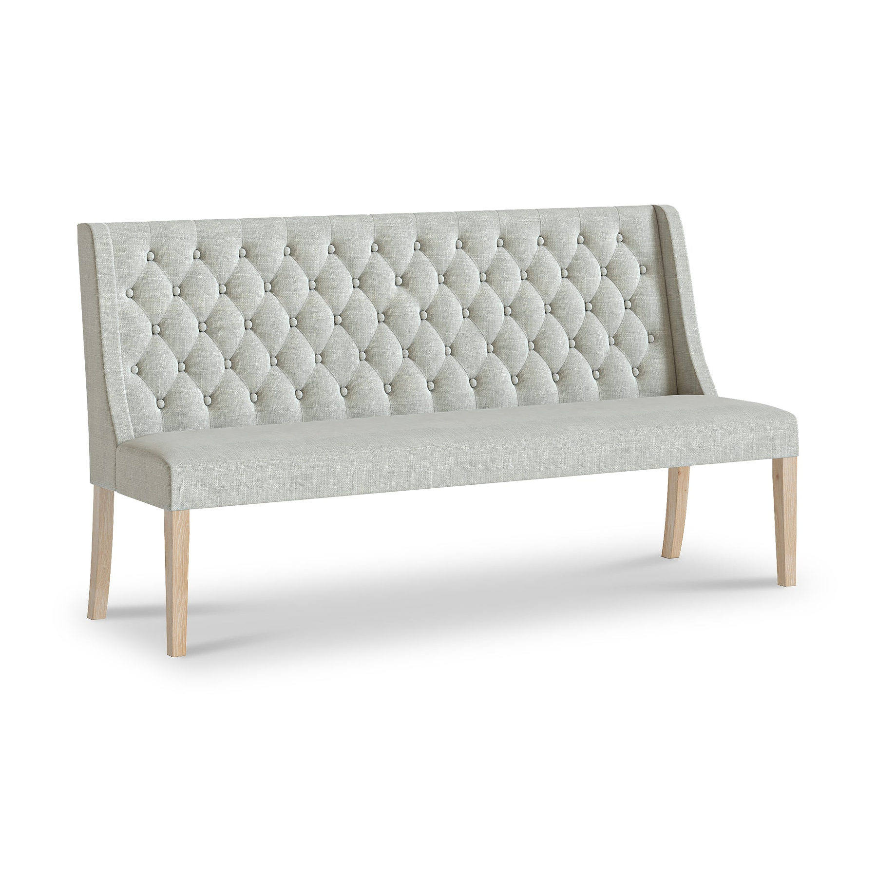 Portland Washed Oak Button Back Dining Sofa Beige from Roseland Furniture