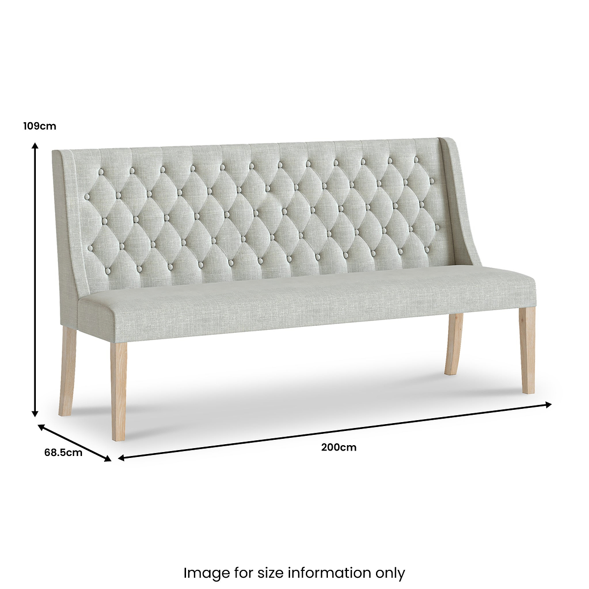 Portland Washed Oak Button Back Dining Sofa Beige from Roseland Furniture