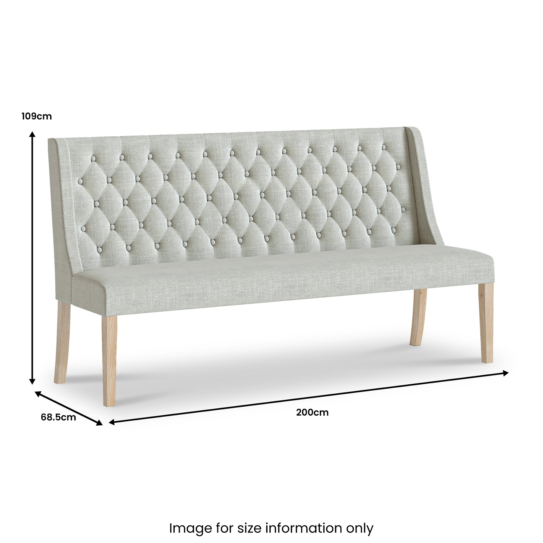 Portland Washed Oak Button Back Dining Sofa Beige from Roseland Furniture