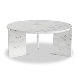 Langham White Marble Large Round Coffee Table from Roseland Furniture