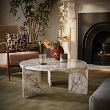 Langham Brown Marble Large Round Coffee Table from Roseland Furniture