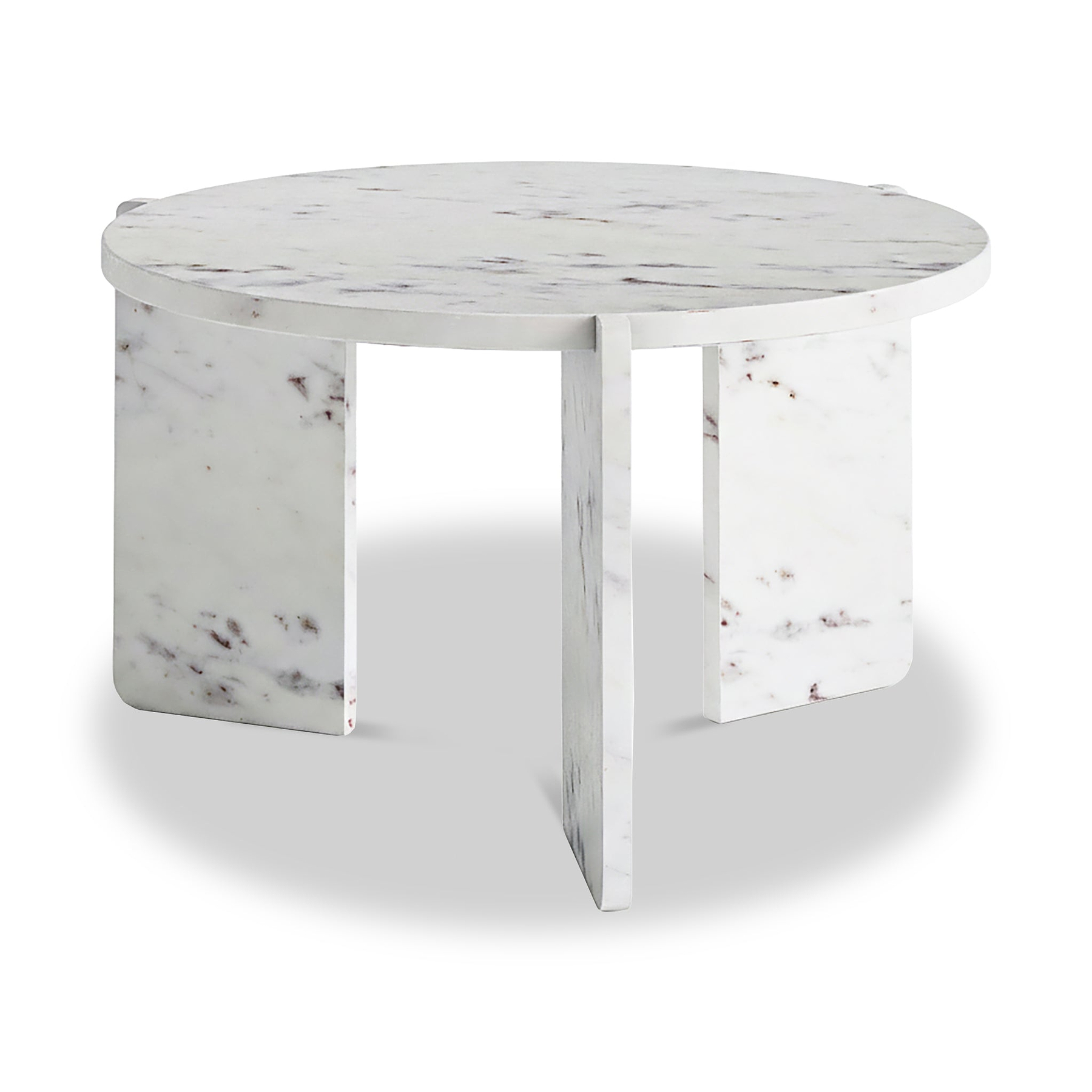 Langham White Marble Small Round Side Table from Roseland Furniture