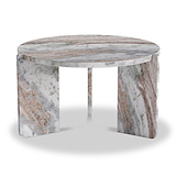 Langham Brown Marble Small Round Side Table from Roseland Furniture