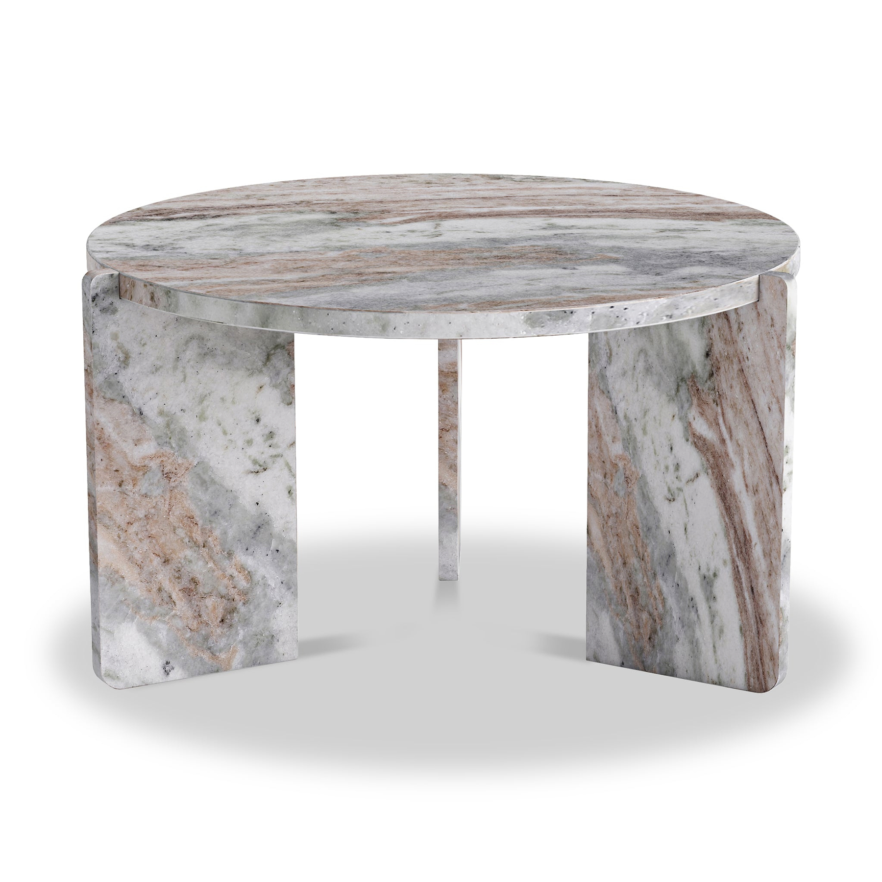 Langham Brown Marble Small Round Side Table from Roseland Furniture