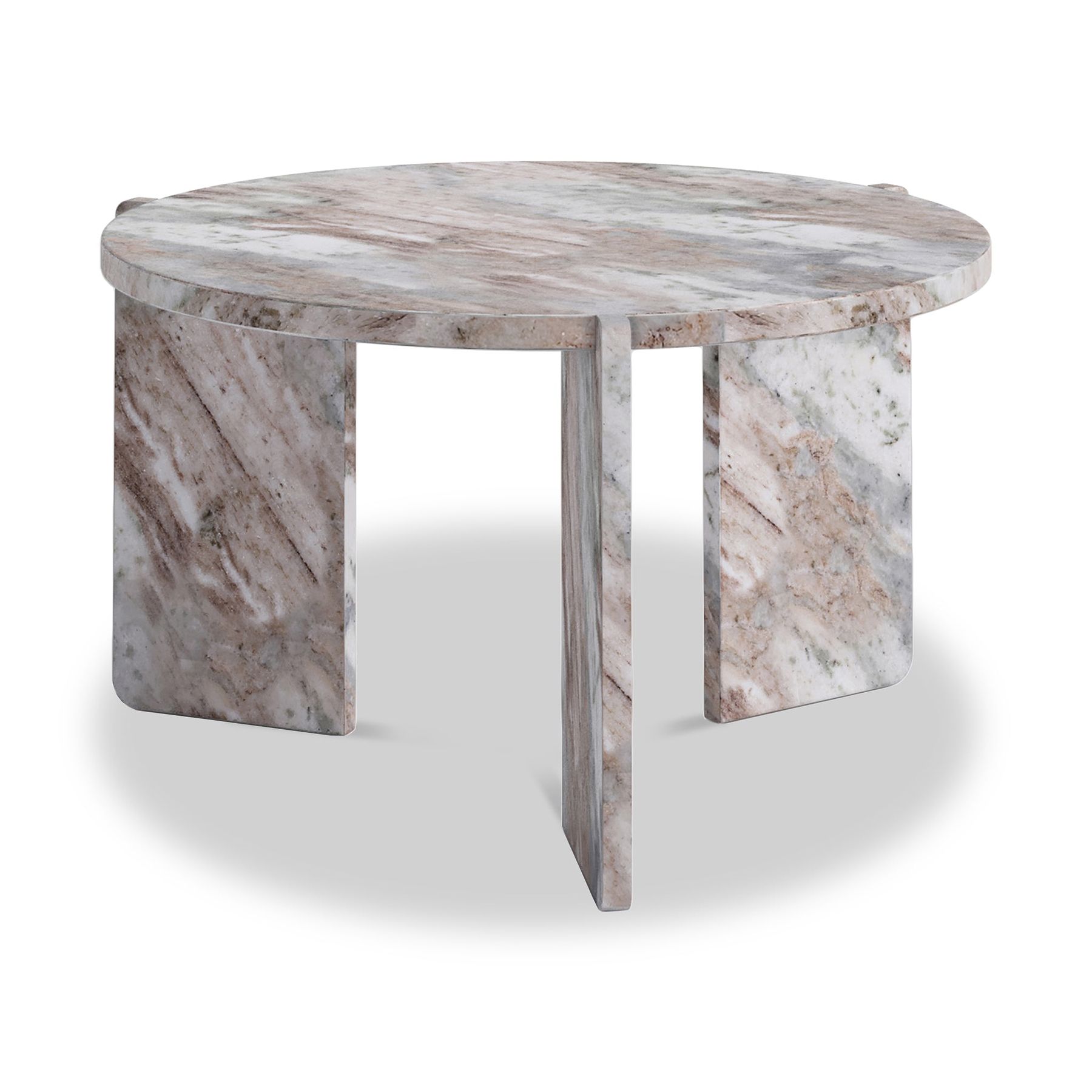 Langham Brown Marble Small Round Side Table from Roseland Furniture