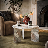 Langham Brown Marble Small Round Side Table from Roseland Furniture