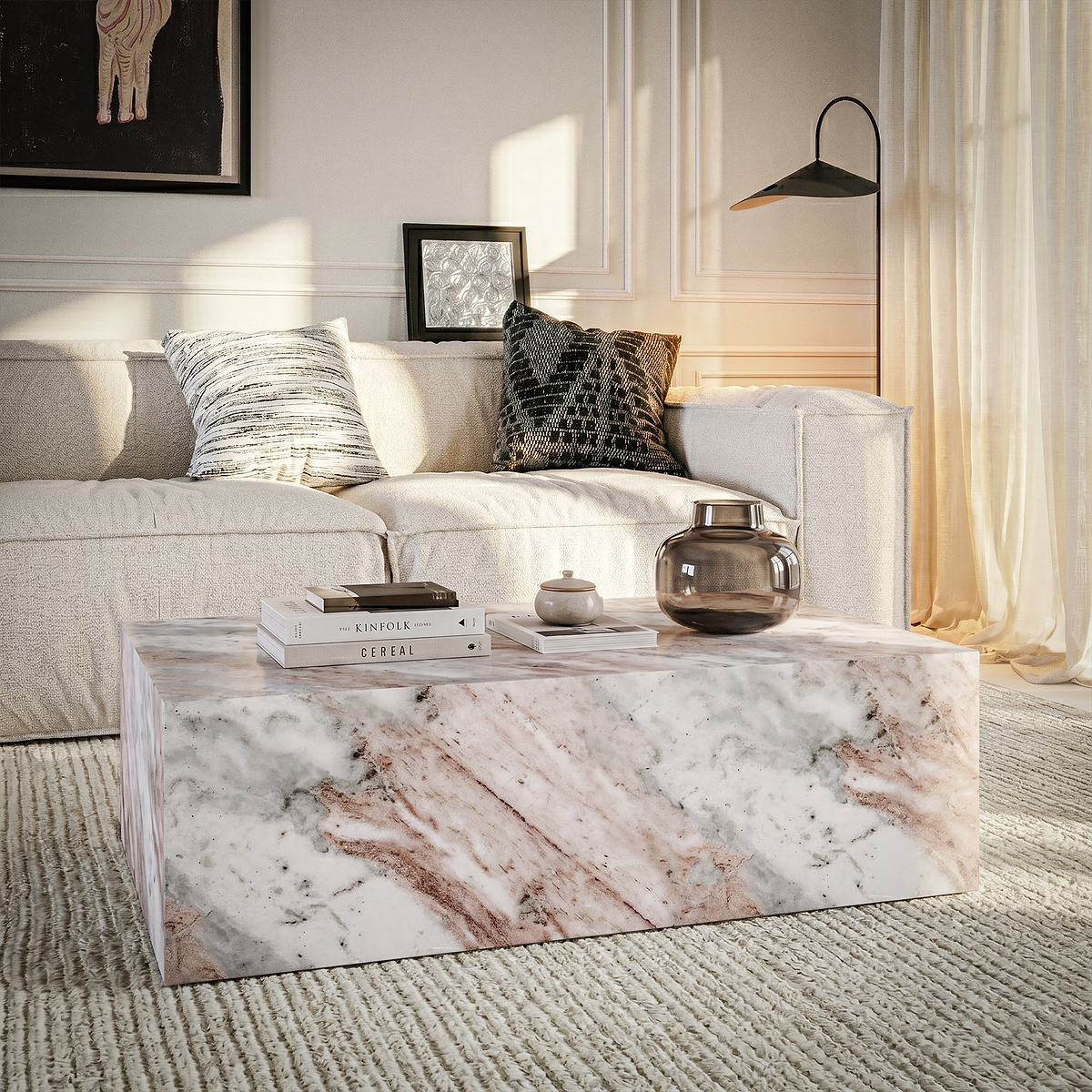 Langham Brown Marble Large Round Coffee Table from Roseland Furniture