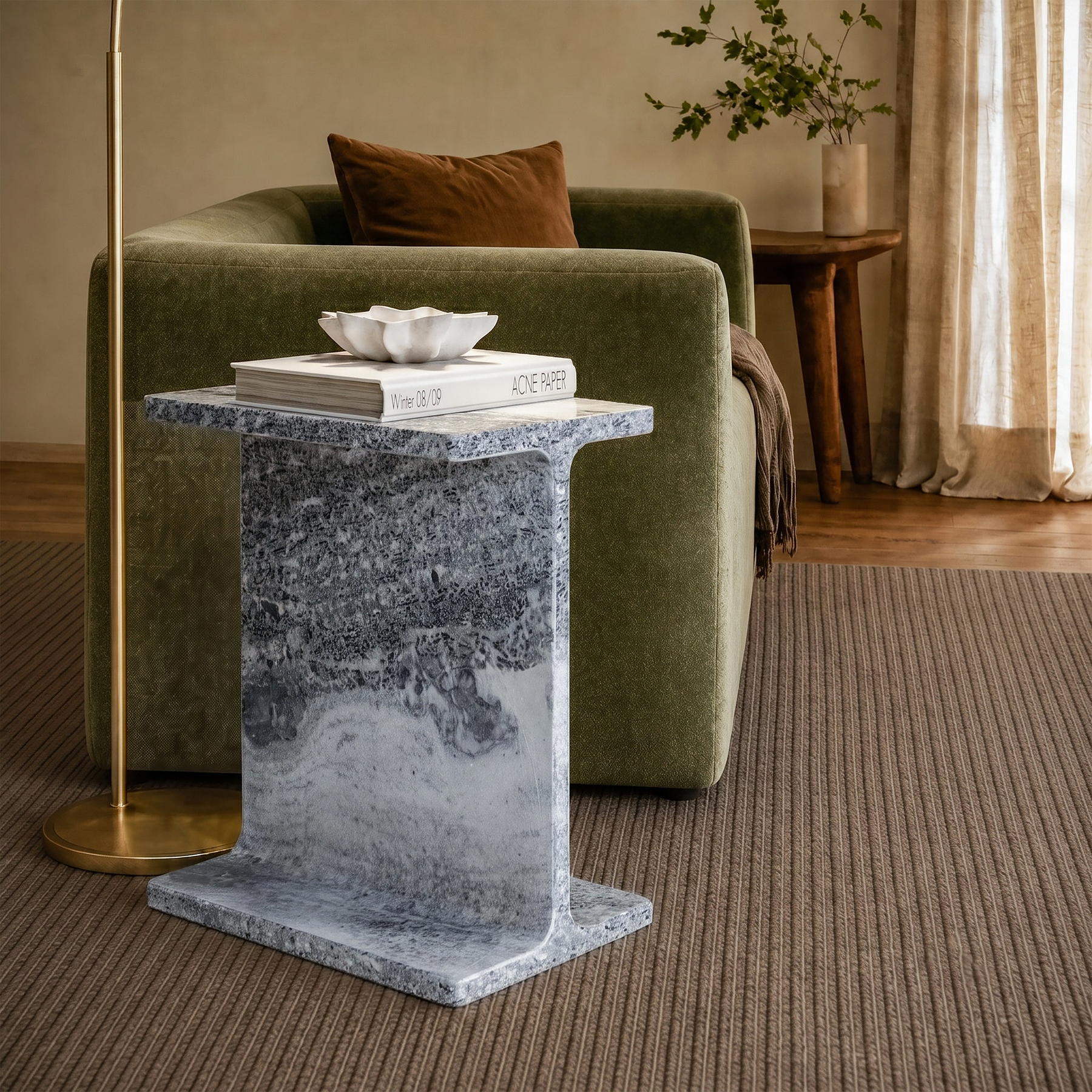 Langham Black Marble T Side Table from Roseland Furniture