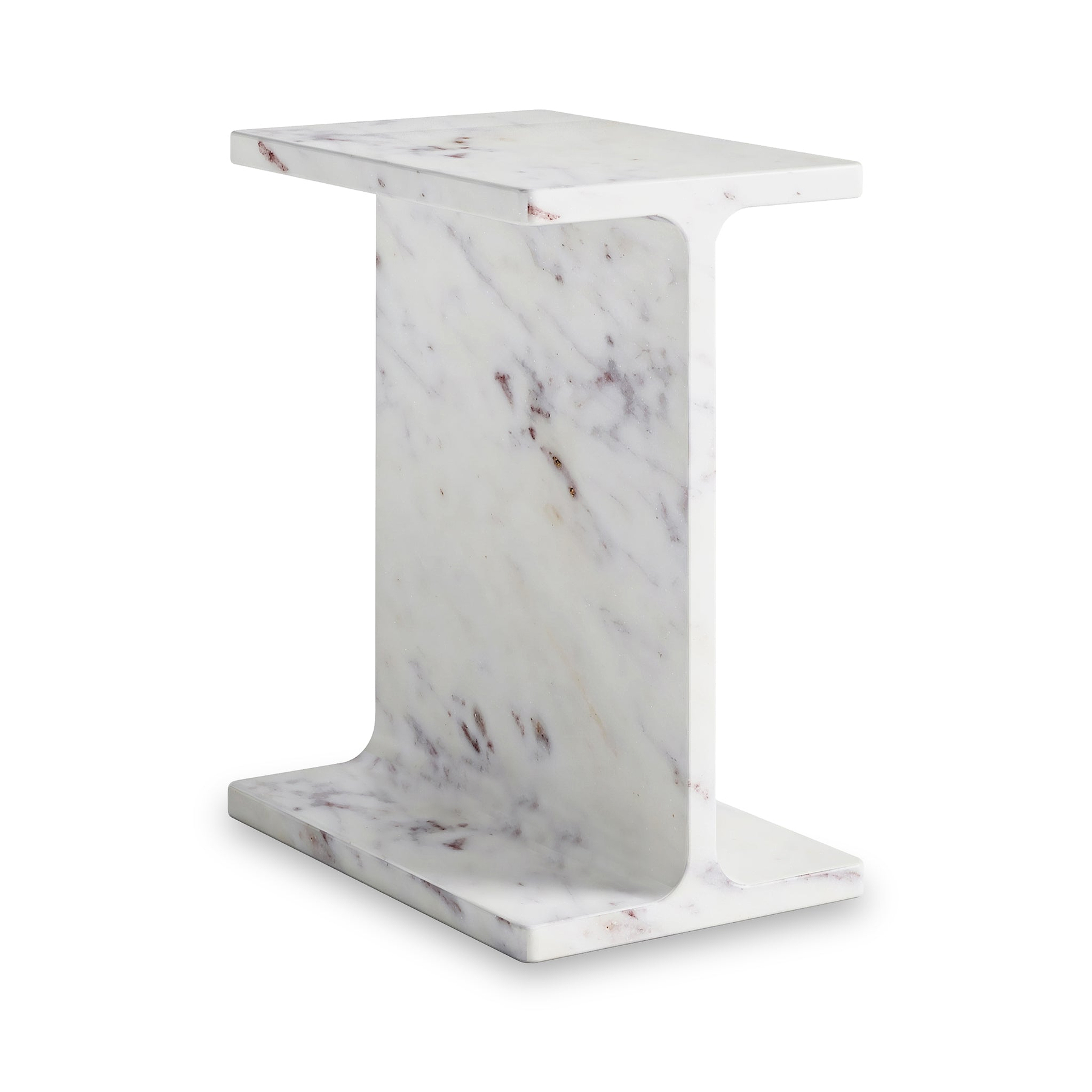 Langham White Marble T Side Table from Roseland Furniture
