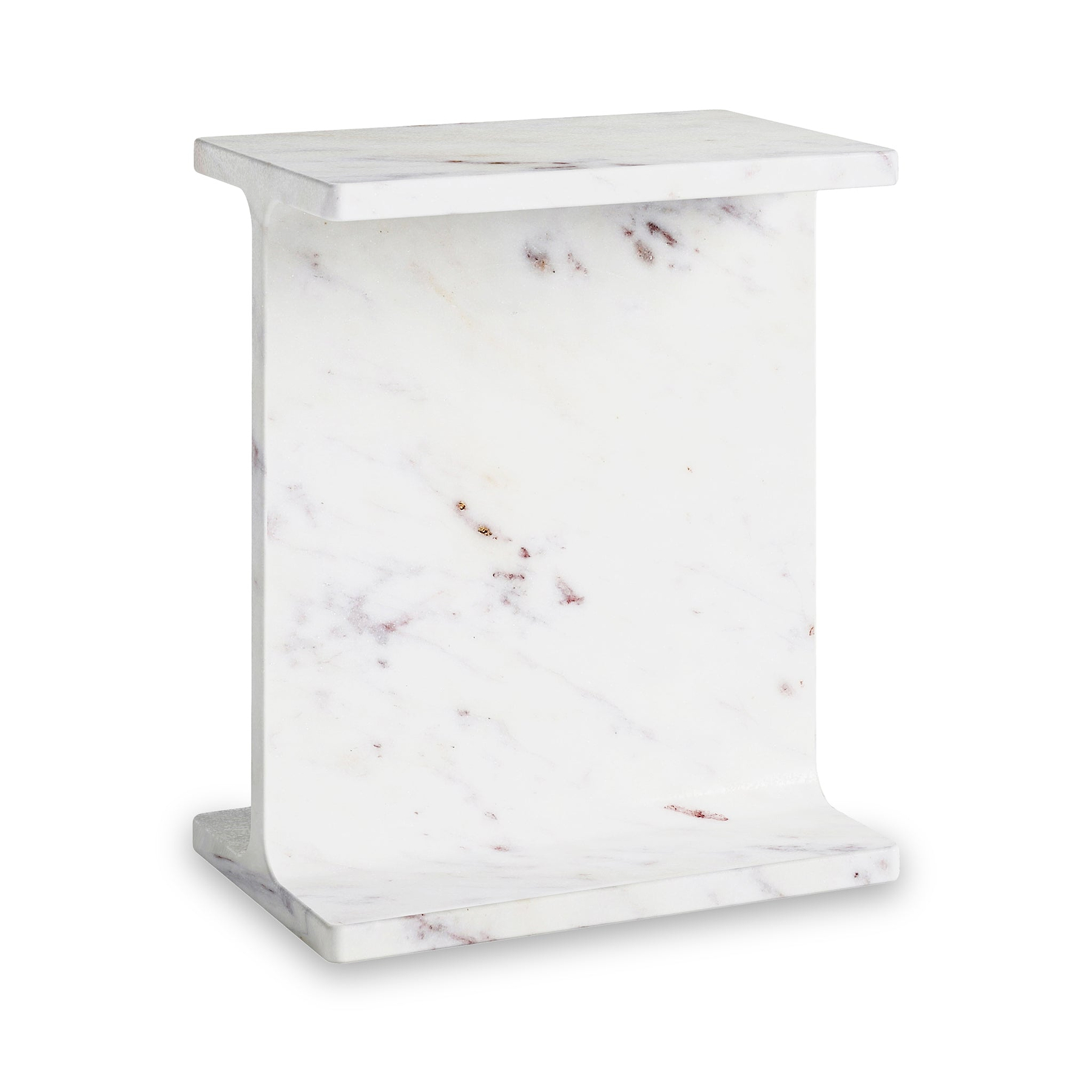 Langham White Marble T Side Table from Roseland Furniture