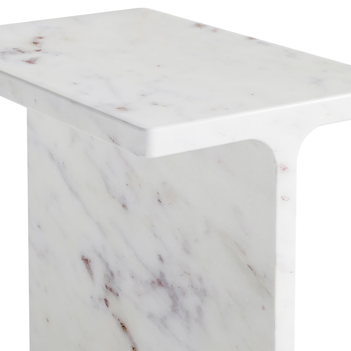 Langham White Marble T Side Table from Roseland Furniture
