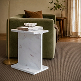 Langham White Marble T Side Table from Roseland Furniture