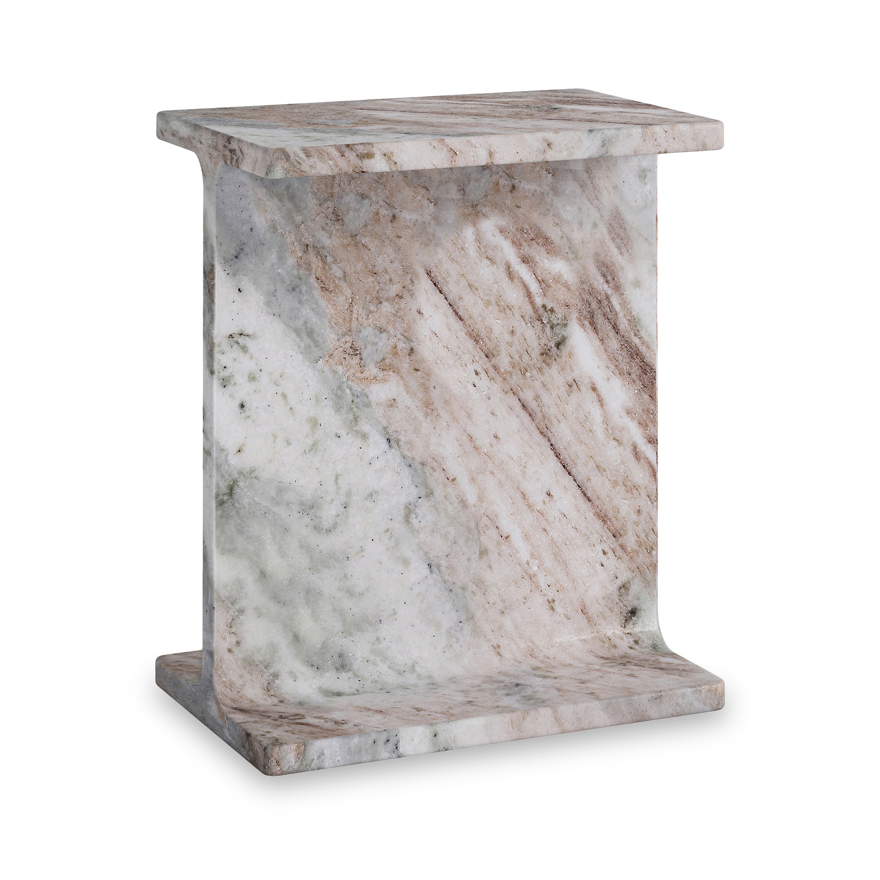 Langham Brown Marble T Side Table from Roseland Furniture