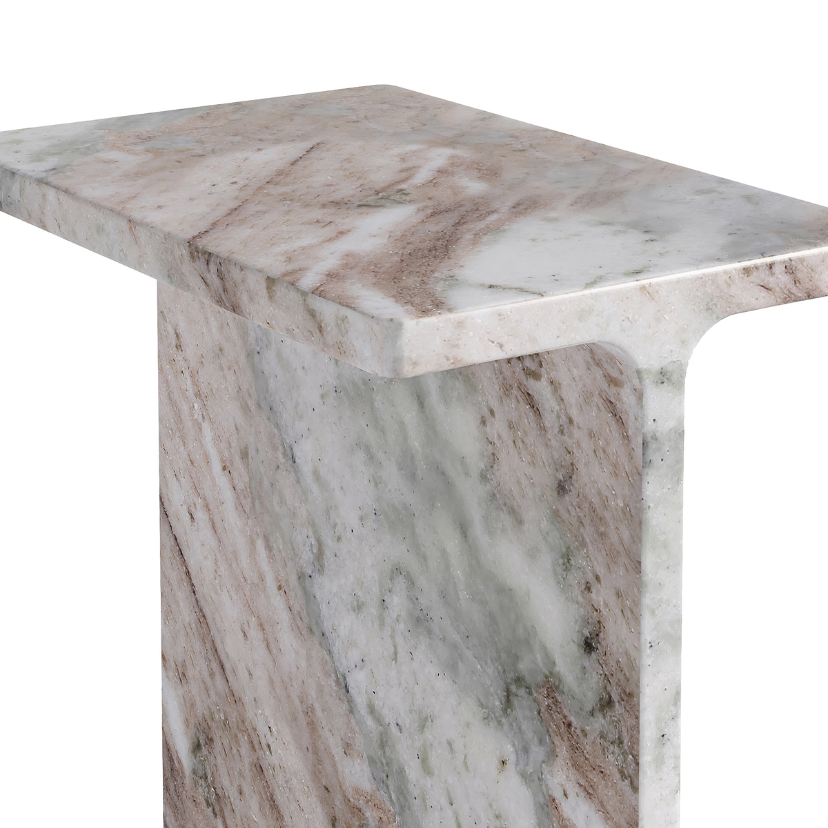 Langham Brown Marble T Side Table from Roseland Furniture
